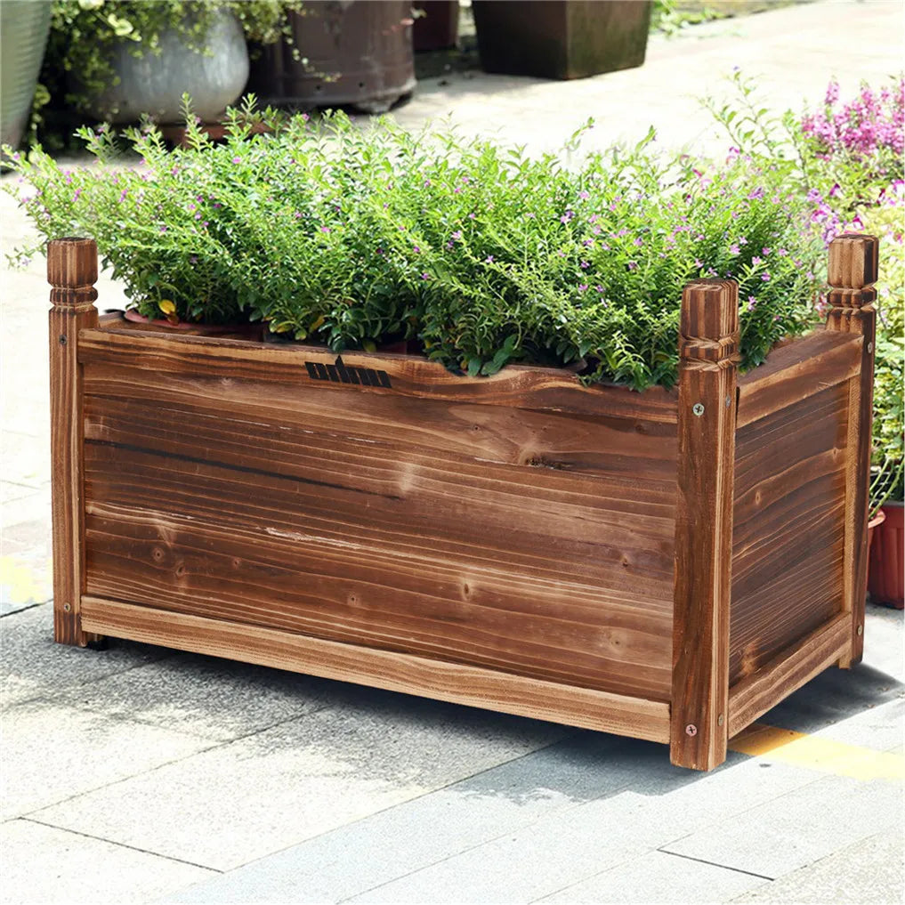 Wooden Raised Flower Bed Planter for Indoor and Outdoor Garden
