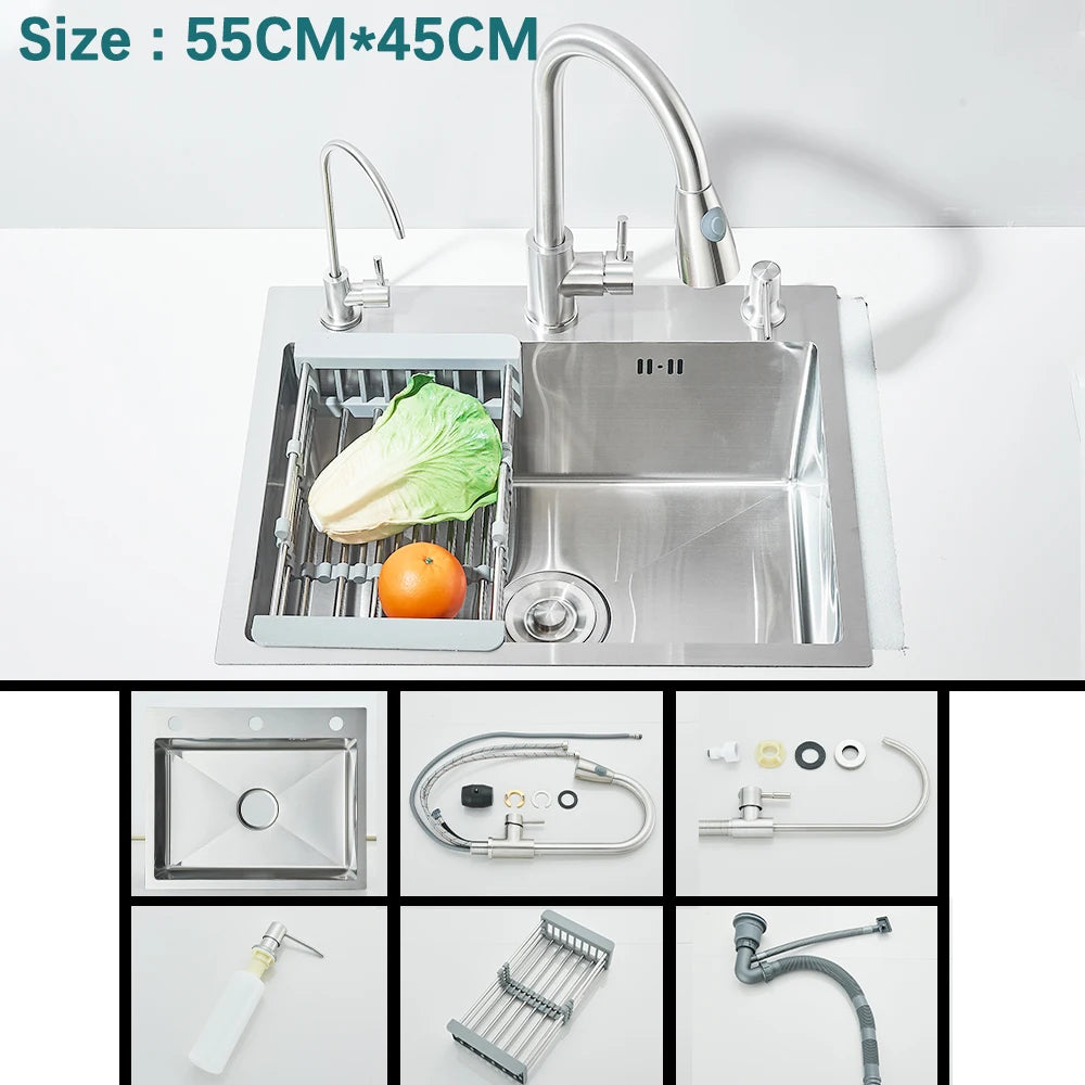 Multifunctional Kitchen Waterfall Sink With Digital Display, 304 Stainless Steel