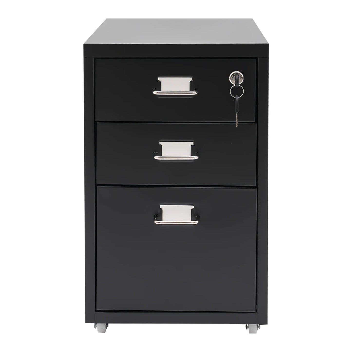 Bymaocar 3 Tier Vertical File Cabinet With Lock On Casters