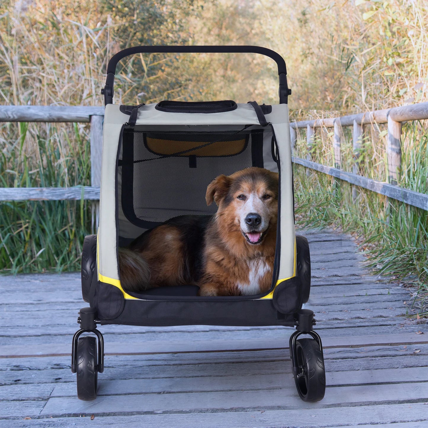 Portable Four Wheel Dog Stroller for Large Dogs Foldable Carrier