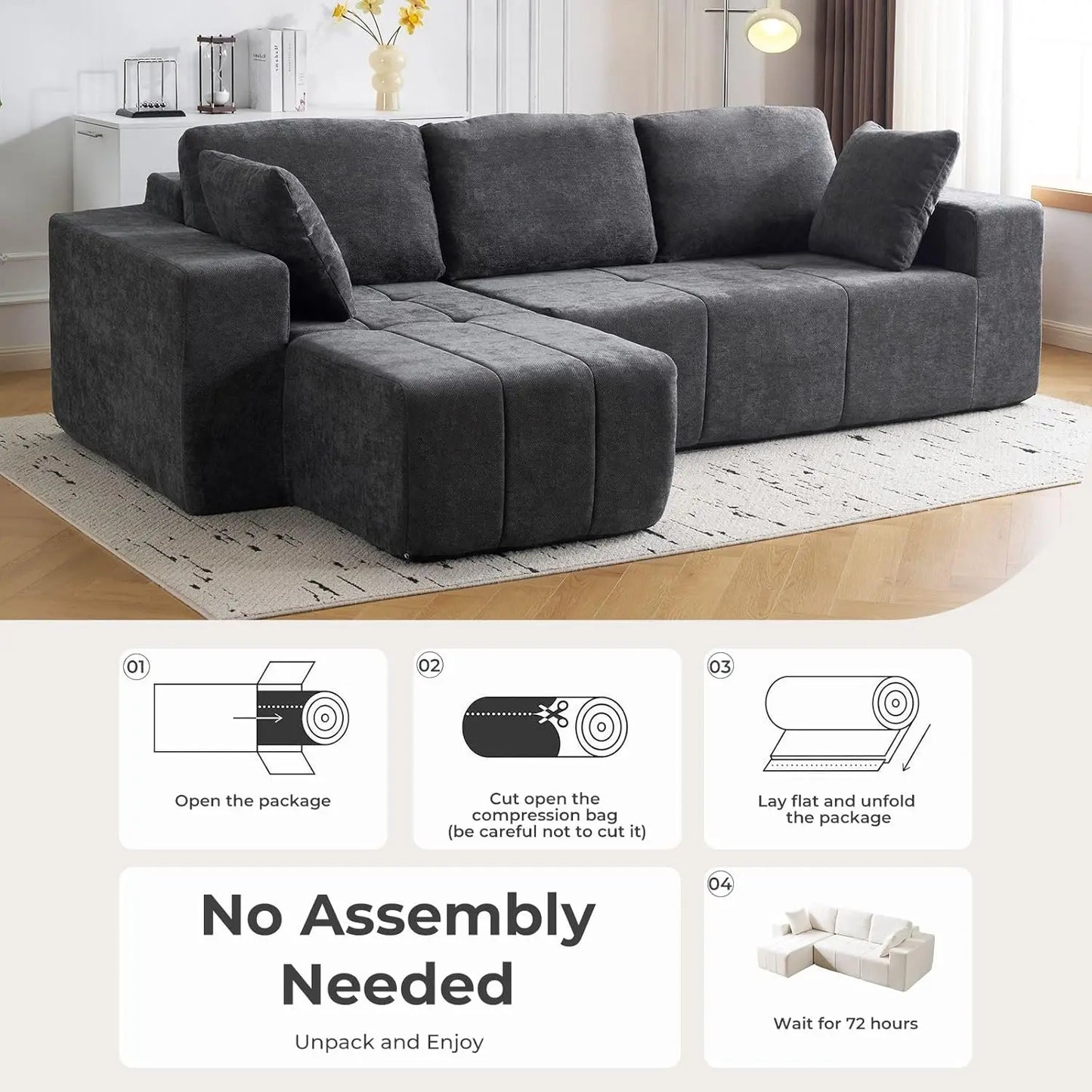 Cloud Modular L Shape Sectional Sofa With Chaise Upholstered Couch