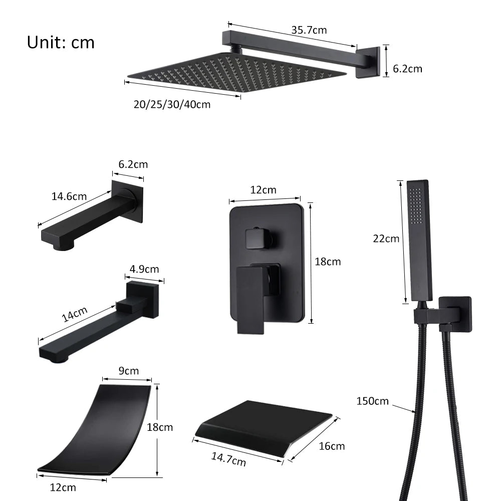 Quyanre Concealed In Wall Shower System With Rainfall Faucet