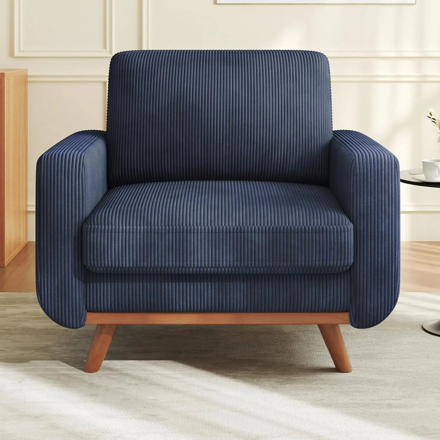 L Shape Modular Sectional Sofa 3 Seat Corduroy Movable Ottoman