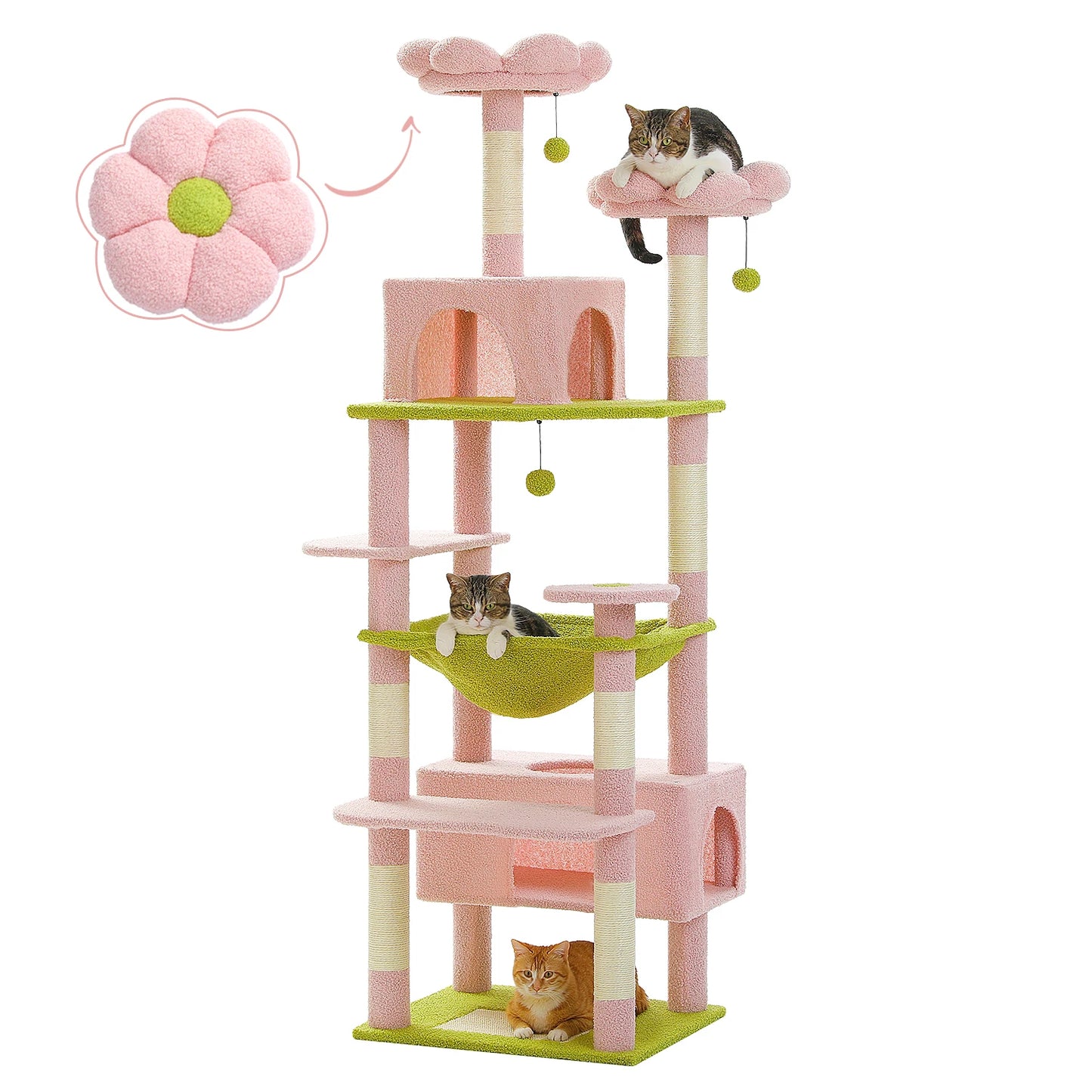 PEQULTI Multi Level Cat Tree Tower With Scratching Posts Hammock