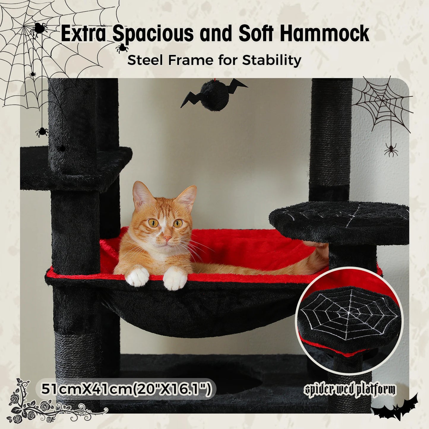 PEQULTI Multi Level Cat Tree Tower With Scratching Posts Hammock