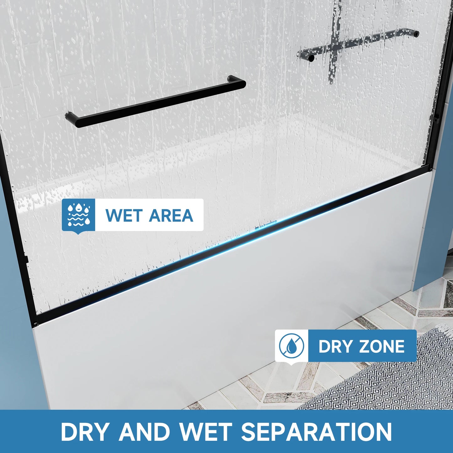 Sh.Kl Matte Black Aluminum Framed Double Sliding Shower Door