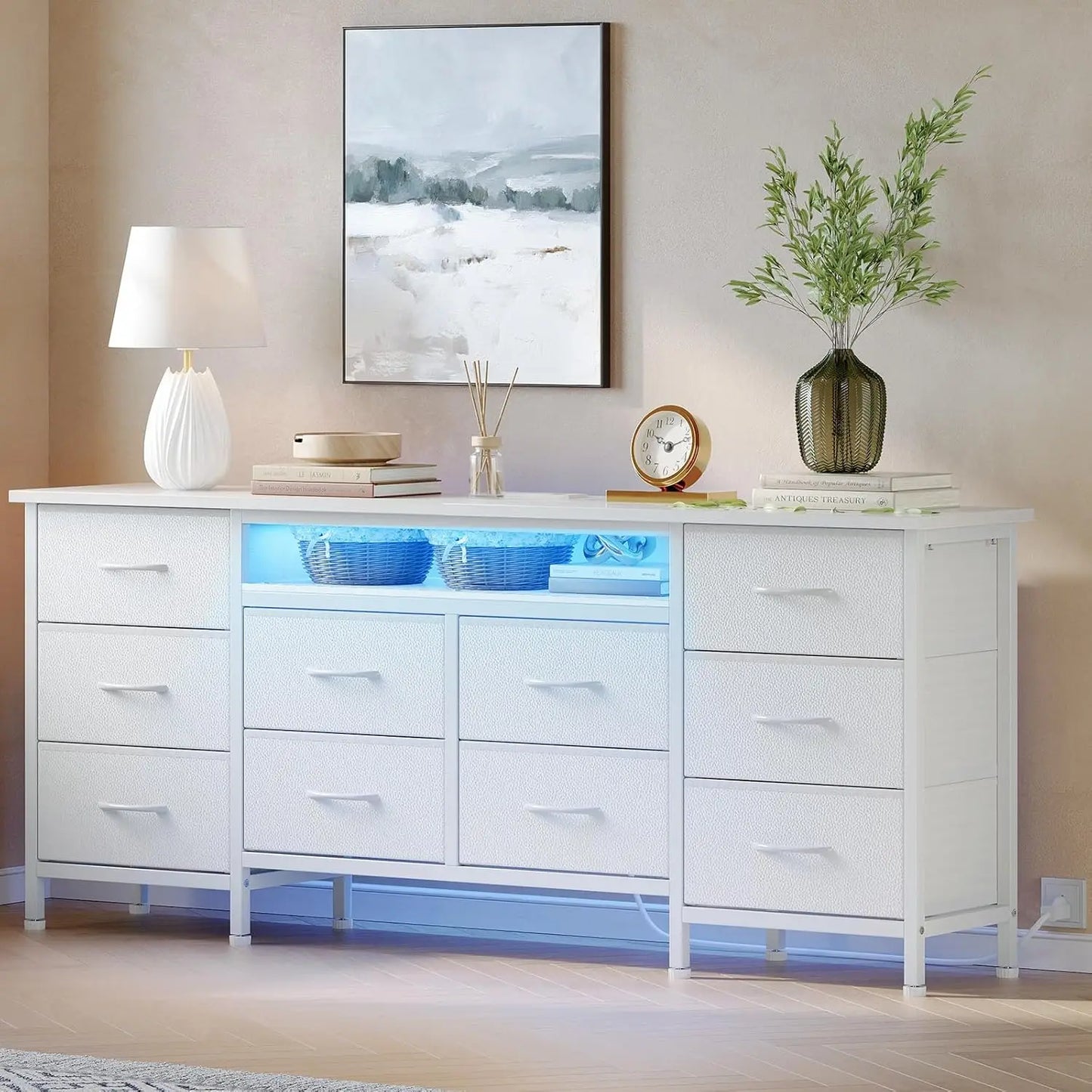 TWISTER.CK TV Stand With LED Lights And Power Outlets