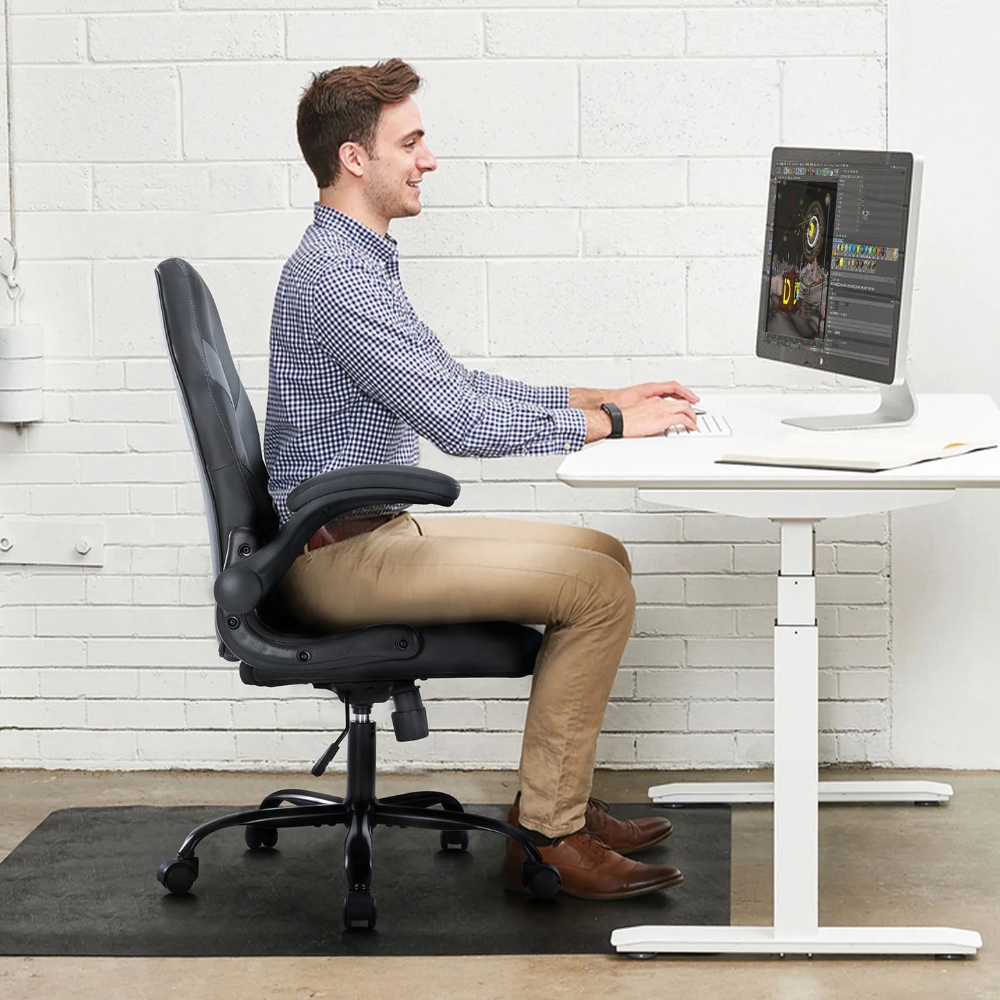 JHK Ergonomic Office Gaming Chair With Adjustable Flip Up Armrests