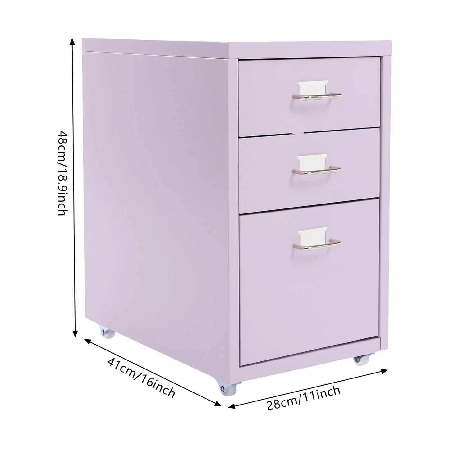 Bymaocar 3 Tier Vertical File Cabinet With Lock On Casters