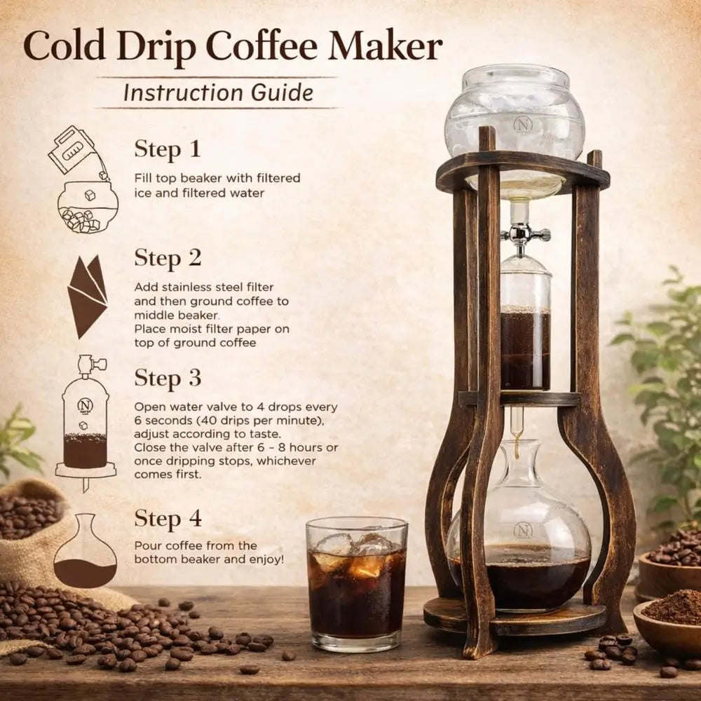 Iced Coffee Cold Brew Drip Tower Coffee Maker With Valve