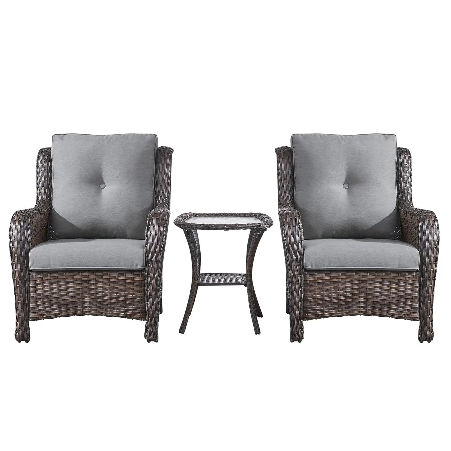 Patio Bistro Set Outdoor Chairs 3-Piece Wicker Rattan Furniture