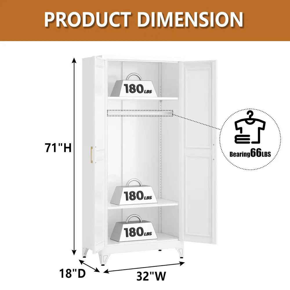 Metal Armoire Wardrobe Closet With Doors And Shelves For Hanging Clothes