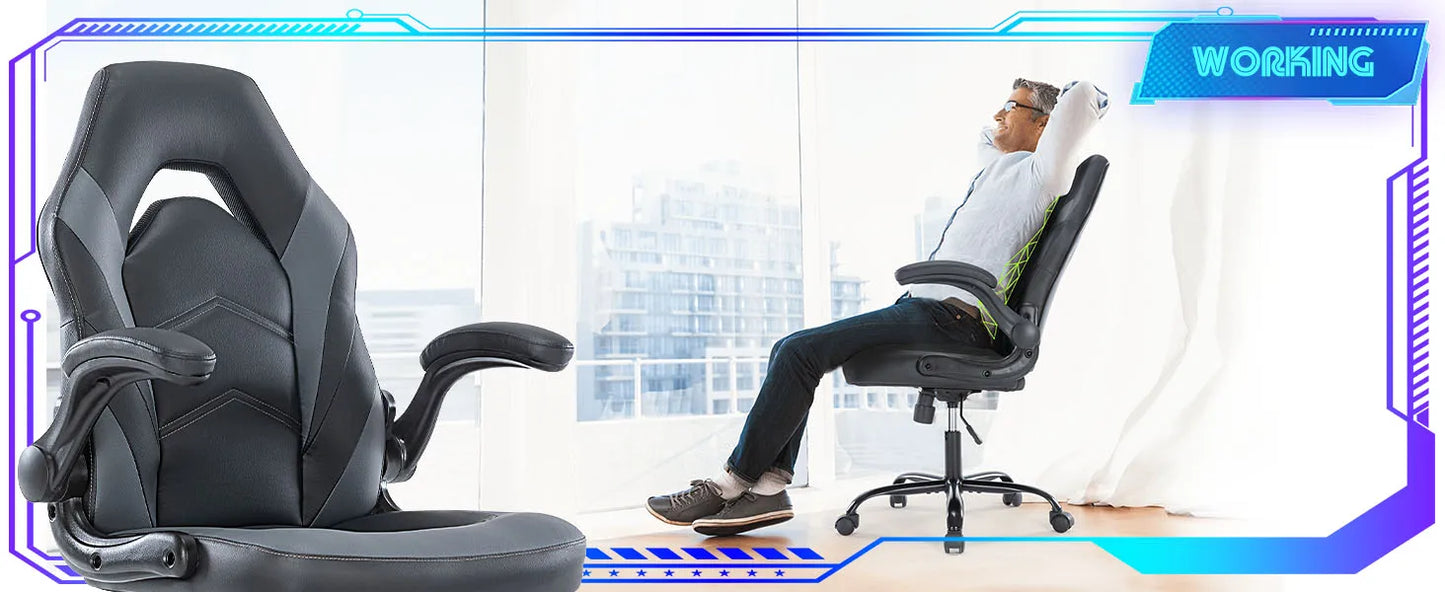 JHK Ergonomic Office Gaming Chair With Adjustable Flip Up Armrests