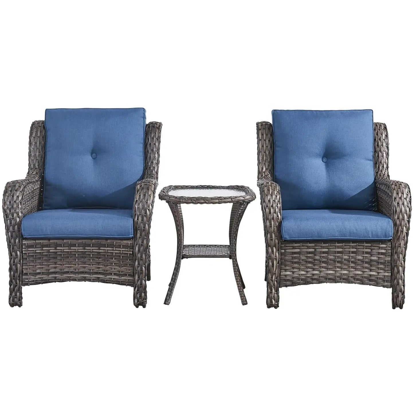 Patio Bistro Set Outdoor Chairs 3-Piece Wicker Rattan Furniture