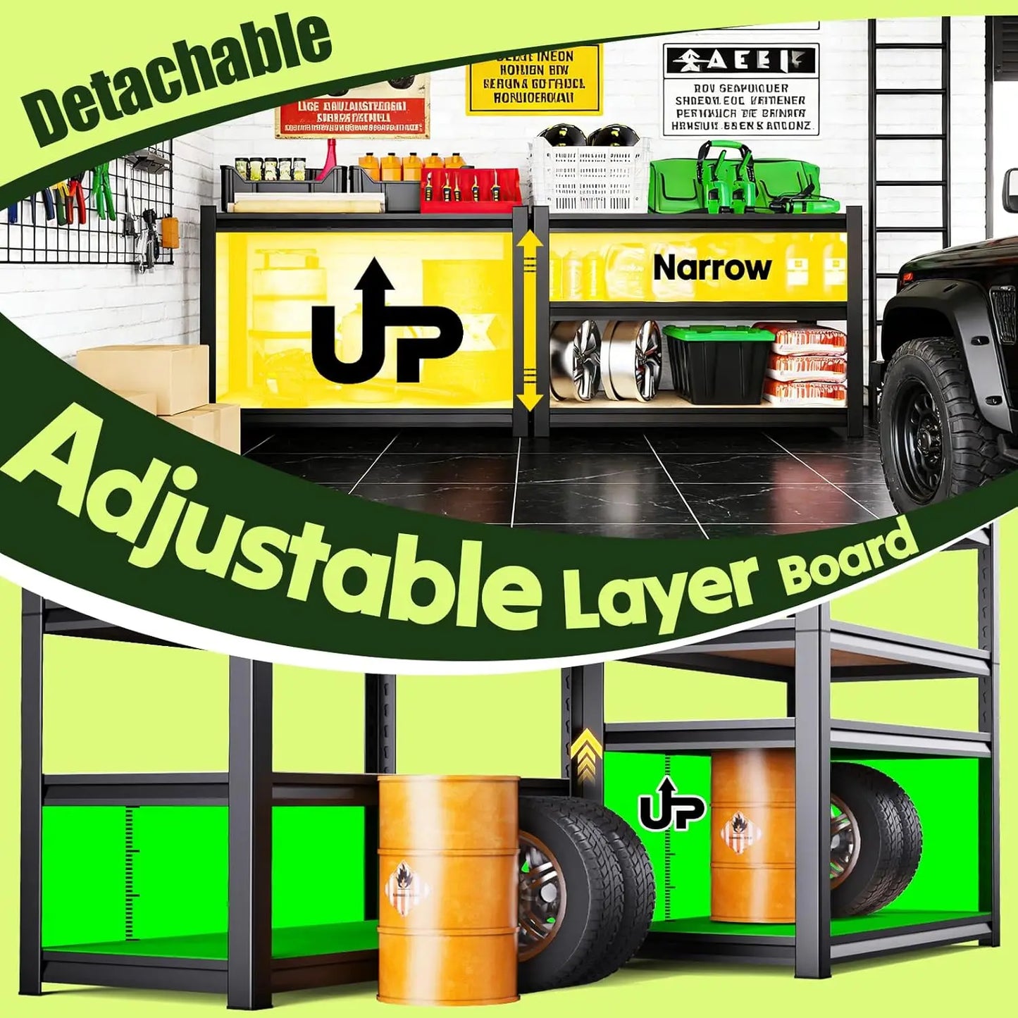 Heavy Duty 2000LBS Garage Shelving Unit Adjustable Metal Storage