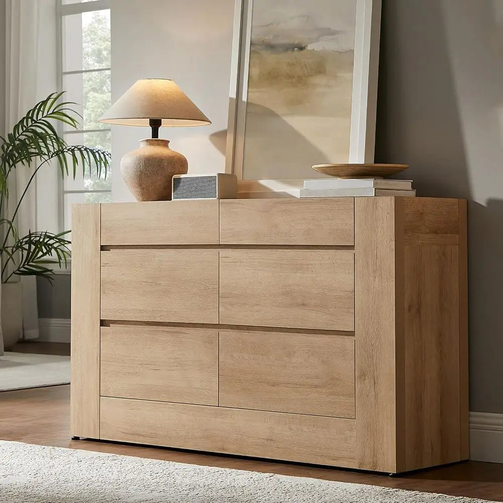 Six Drawer Wide Chest And TV Stand Storage Organizer