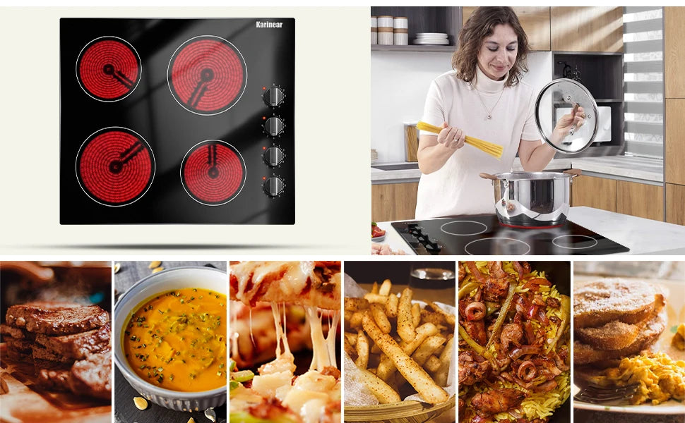 Karinear Four Burner Cooktop With Knob Control And Residual Heat Indicator