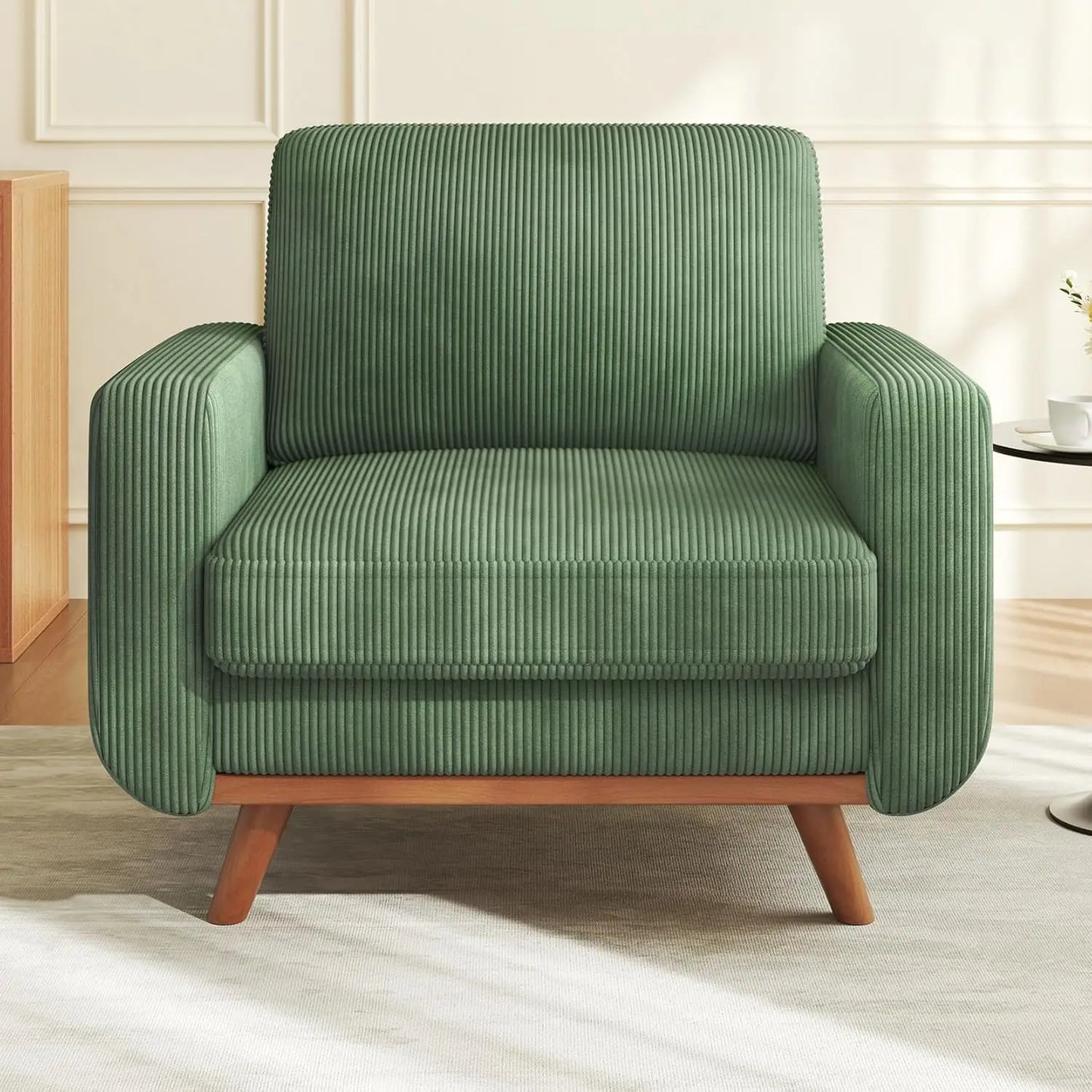 L Shape Modular Sectional Sofa 3 Seat Corduroy Movable Ottoman