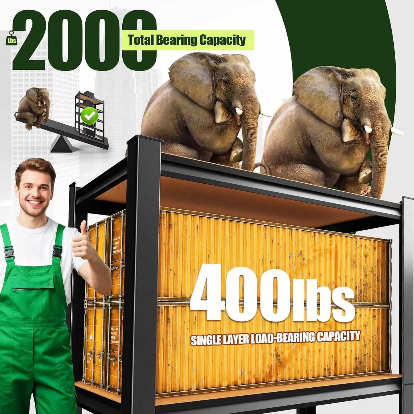 Heavy Duty 2000LBS Garage Shelving Unit Adjustable Metal Storage