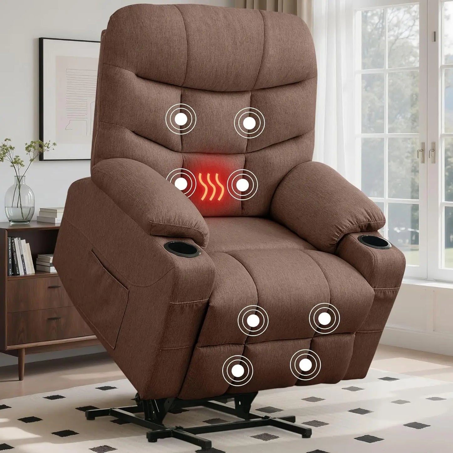 Power Lift Recliner Chair With Massage And Heating For Elderly