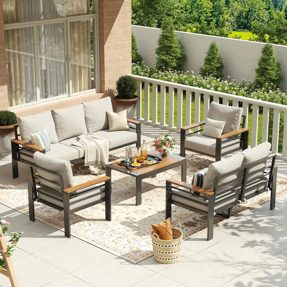 Aluminum Patio Furniture Set Outdoor Sectional With Cushions And Table