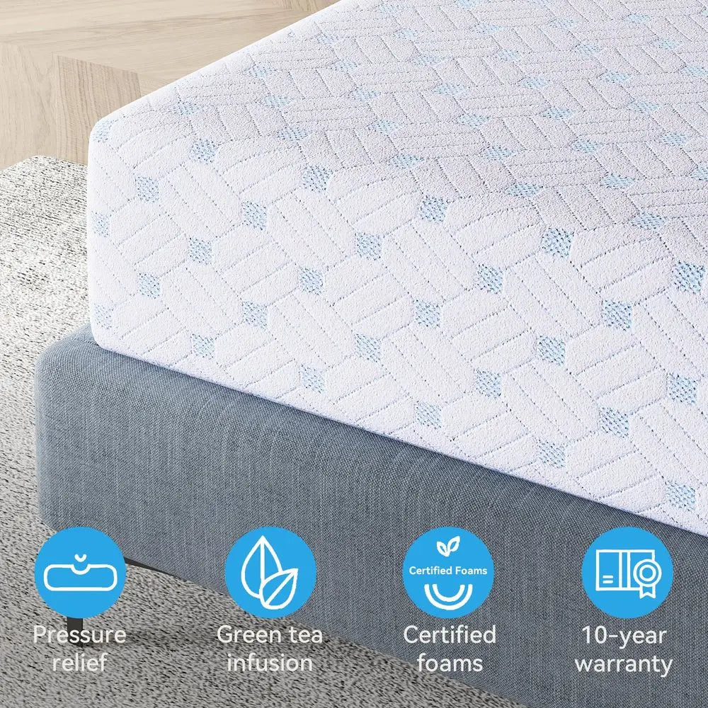 Adjustable Bed Frame With Memory Foam Mattress Wireless Remote