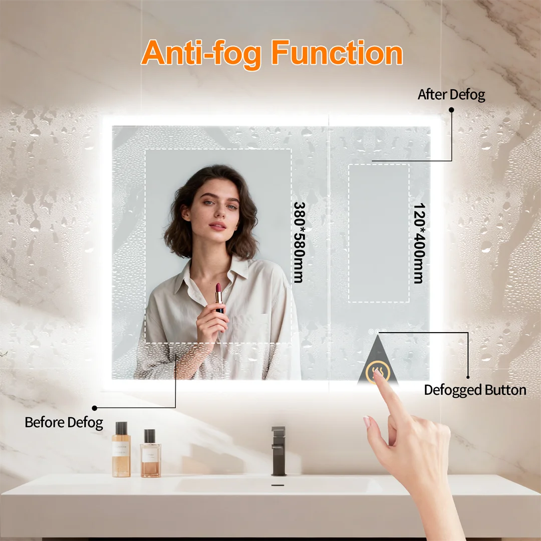 LUVODI LED Lighted Bathroom Cabinet With Bluetooth Speakers