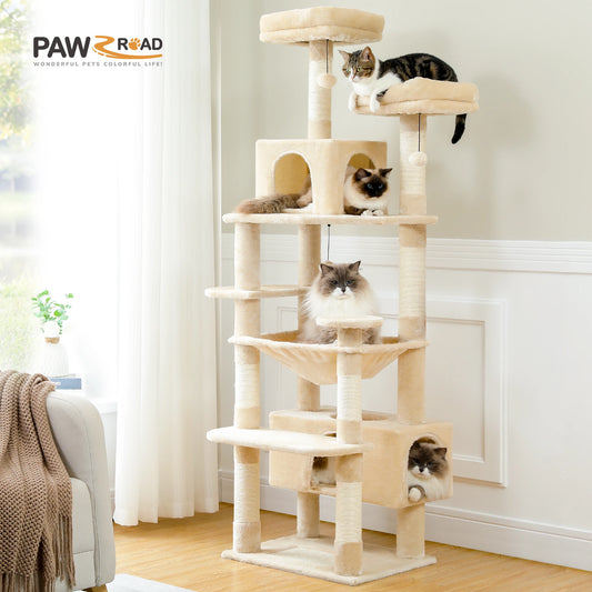 PEQULTI Multi Level Cat Tree Tower With Scratching Posts Hammock