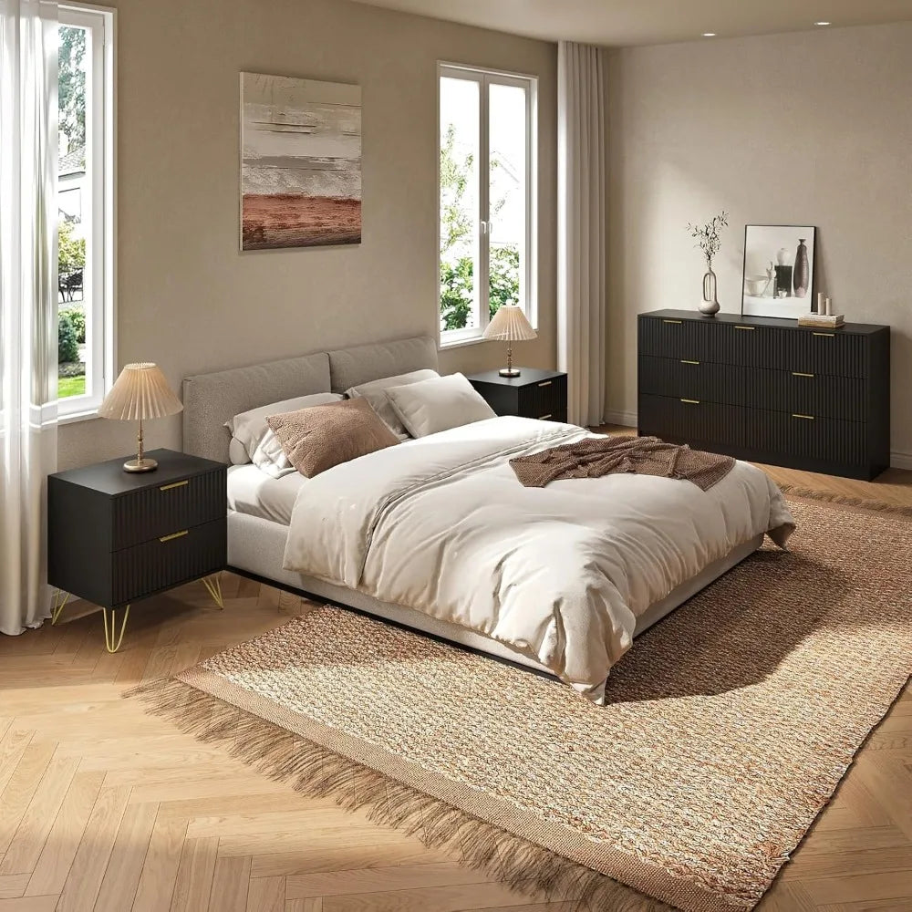 RBXC 7 Drawer Dresser And Nightstand Set With Gold Handles