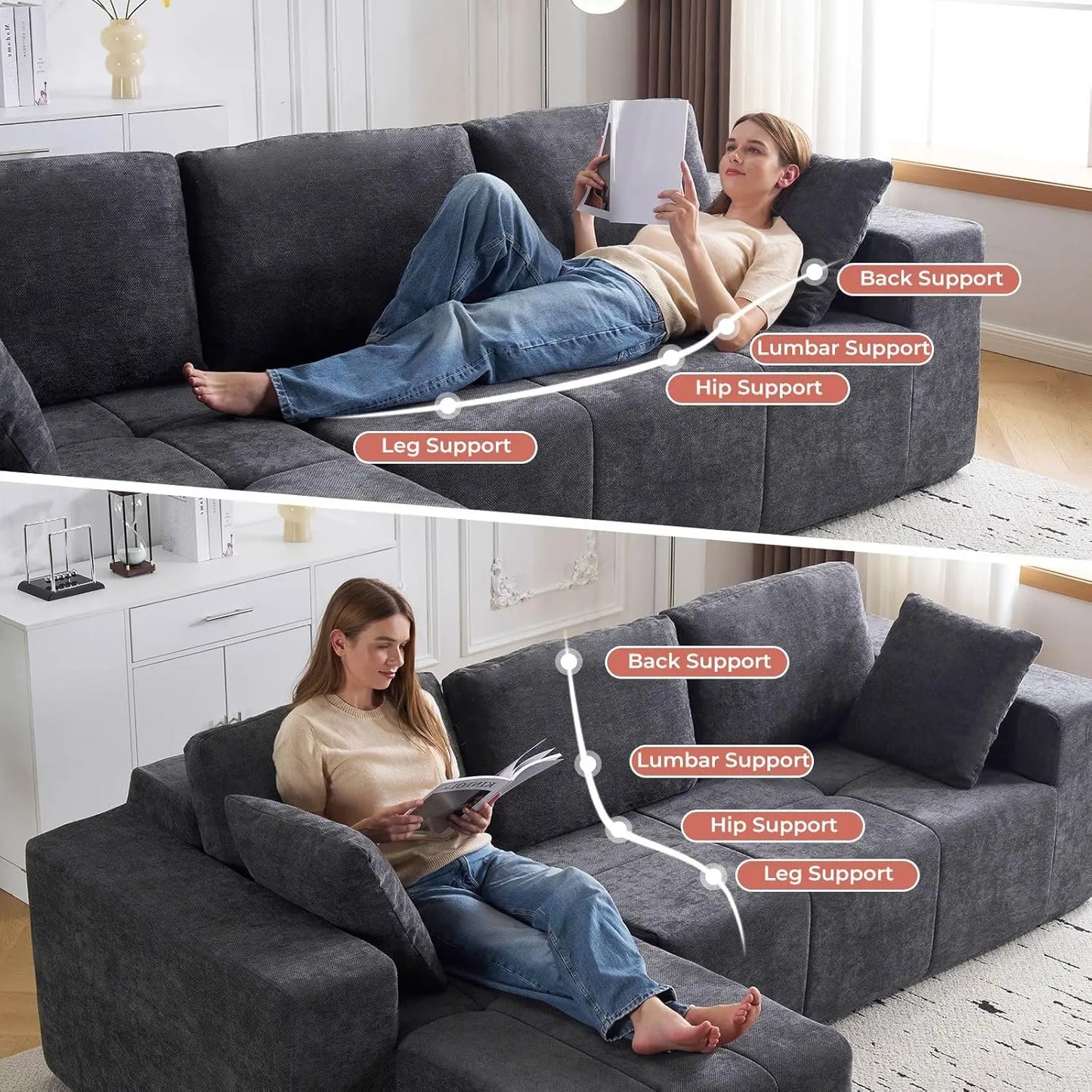 Cloud Modular L Shape Sectional Sofa With Chaise Upholstered Couch