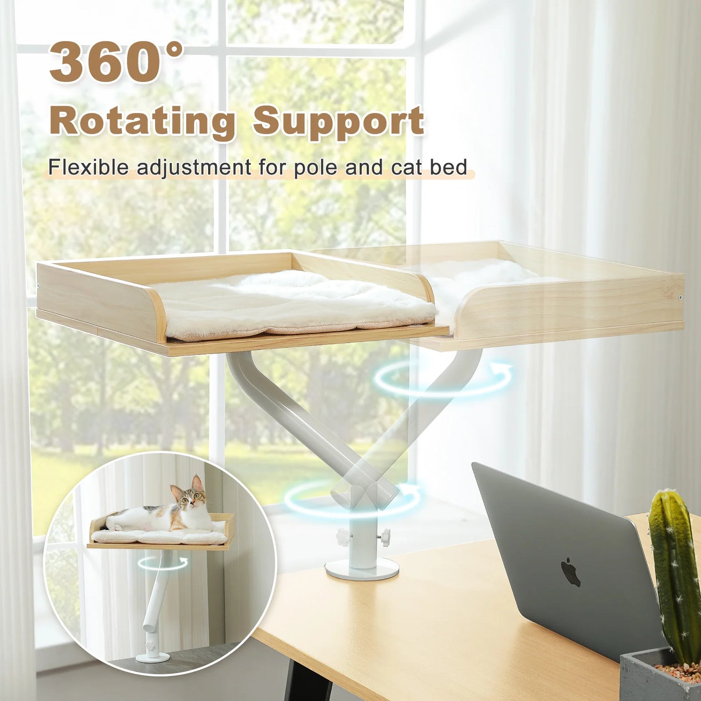 PAWZ Road Cat Desk Bed 360 Degree Rotatable Stand For Indoor Cats