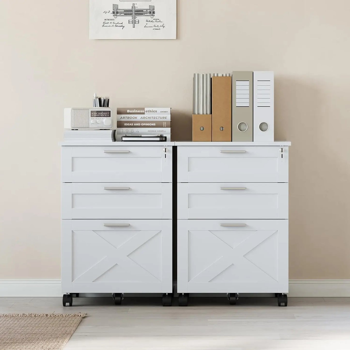 HiMISS 3-Drawer Rolling File Cabinet With Lock For Home Office