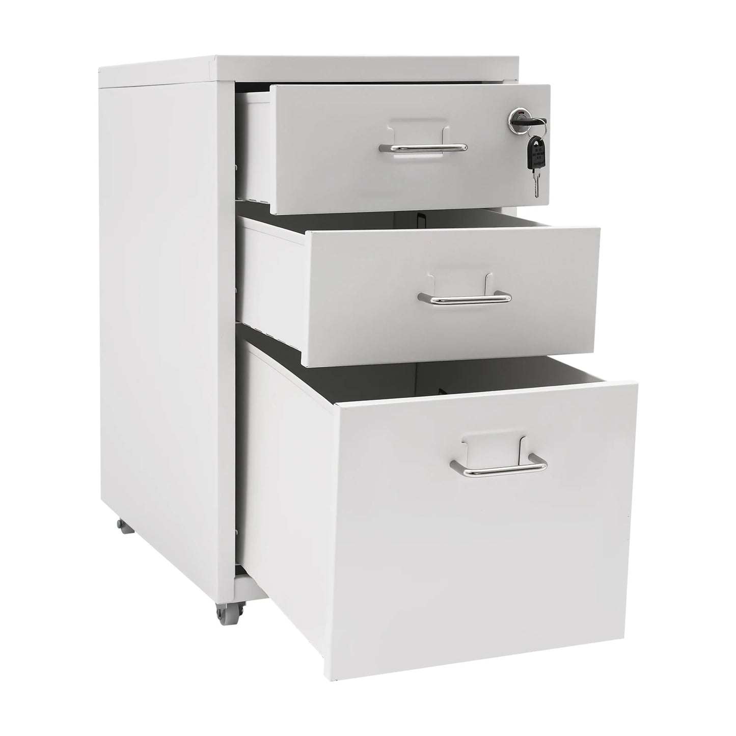 Bymaocar 3 Tier Vertical File Cabinet With Lock On Casters