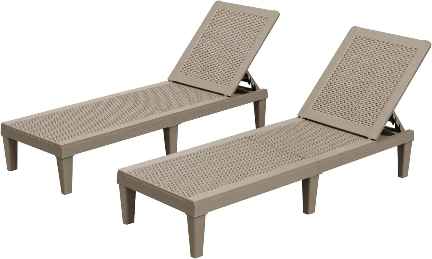 Patio Chaise Lounge Chairs 2 Pack Outdoor Reclining Backrest