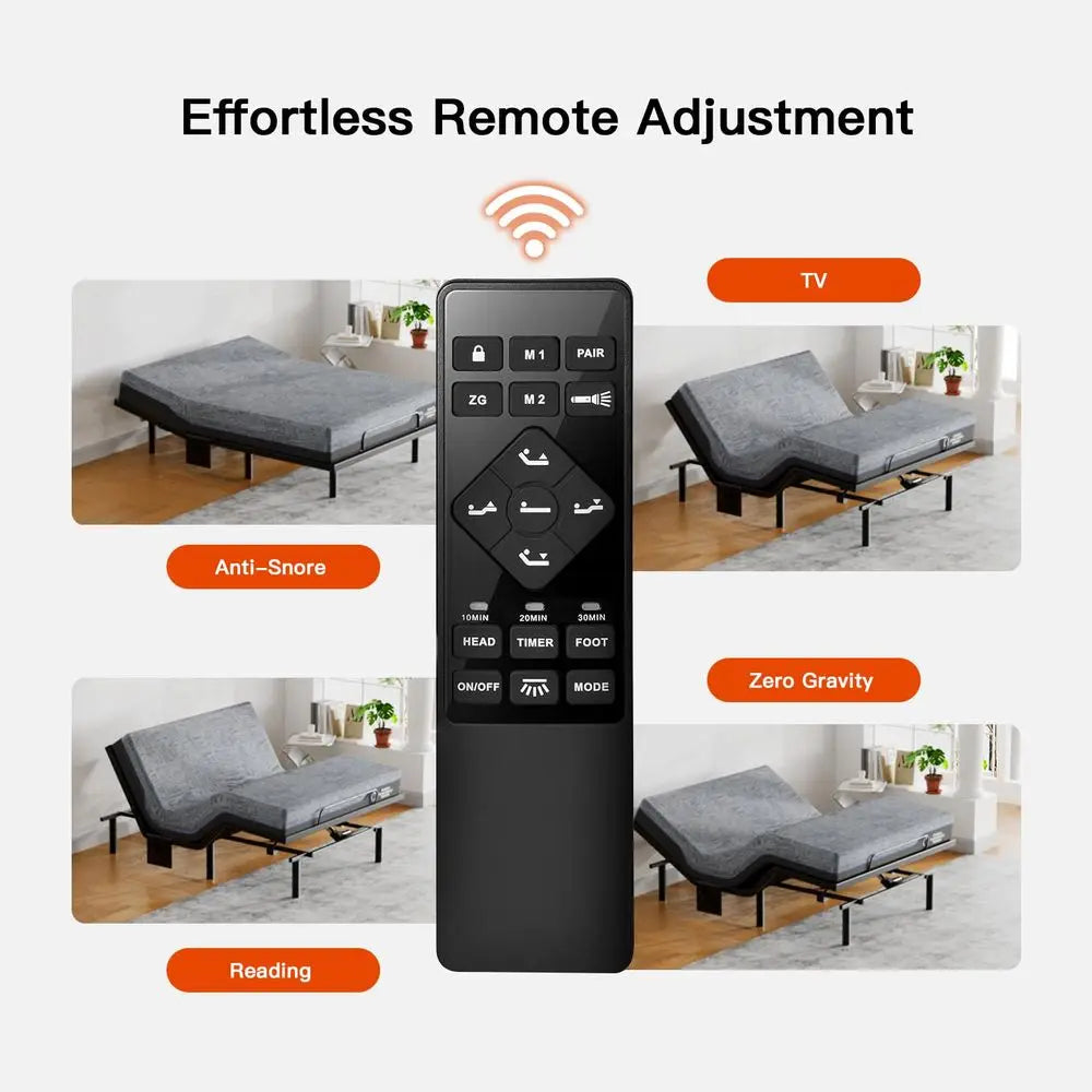 Queen Adjustable Bed Frame and Cooling Gel Memory Foam Mattress