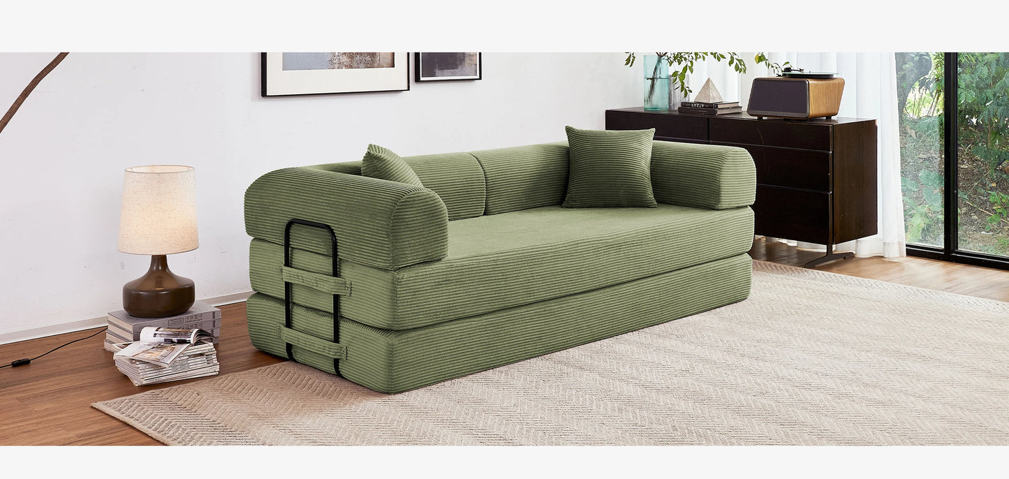 Foldable Convertible Futon Sofa Bed With L Shaped Arms