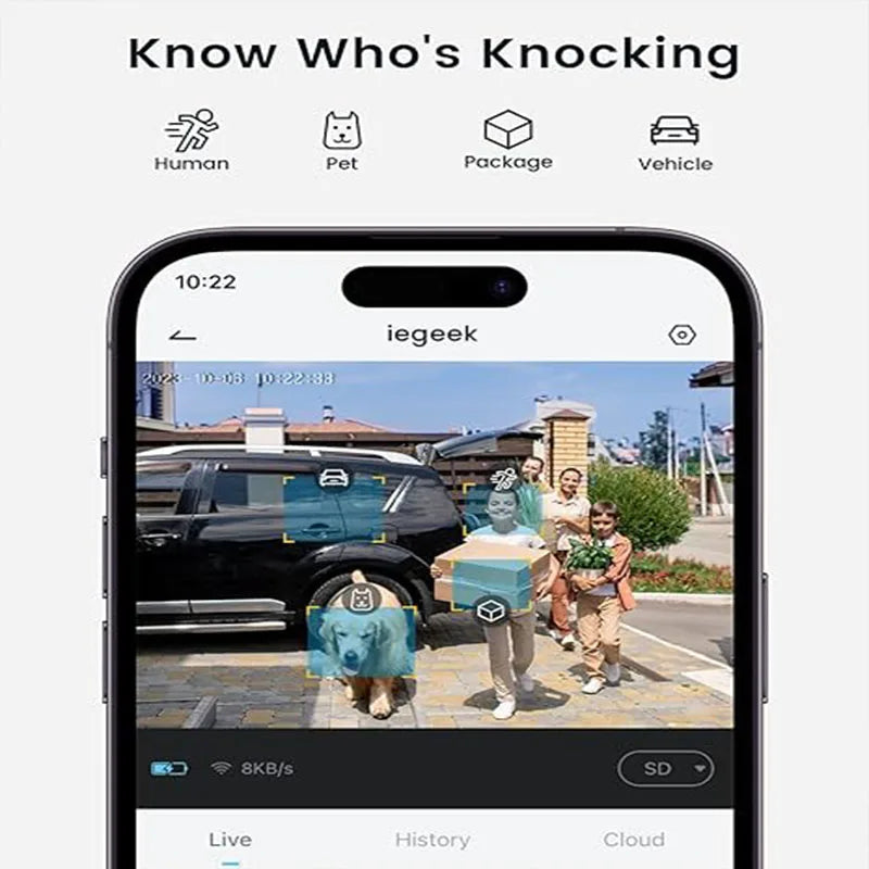 IeGeek 2K Wireless Video Doorbell With AI Motion Detection