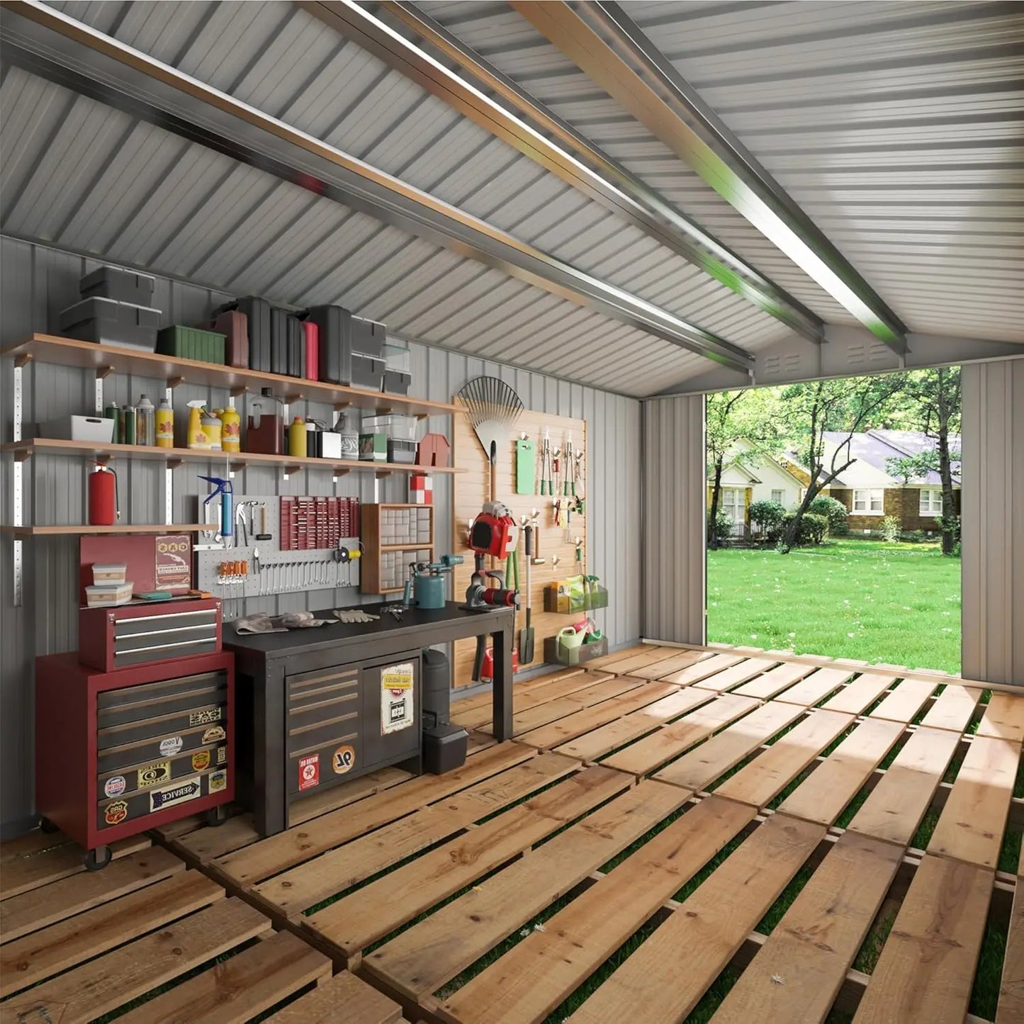 Polar Aurora Outdoor Metal Storage Shed With Lockable Door