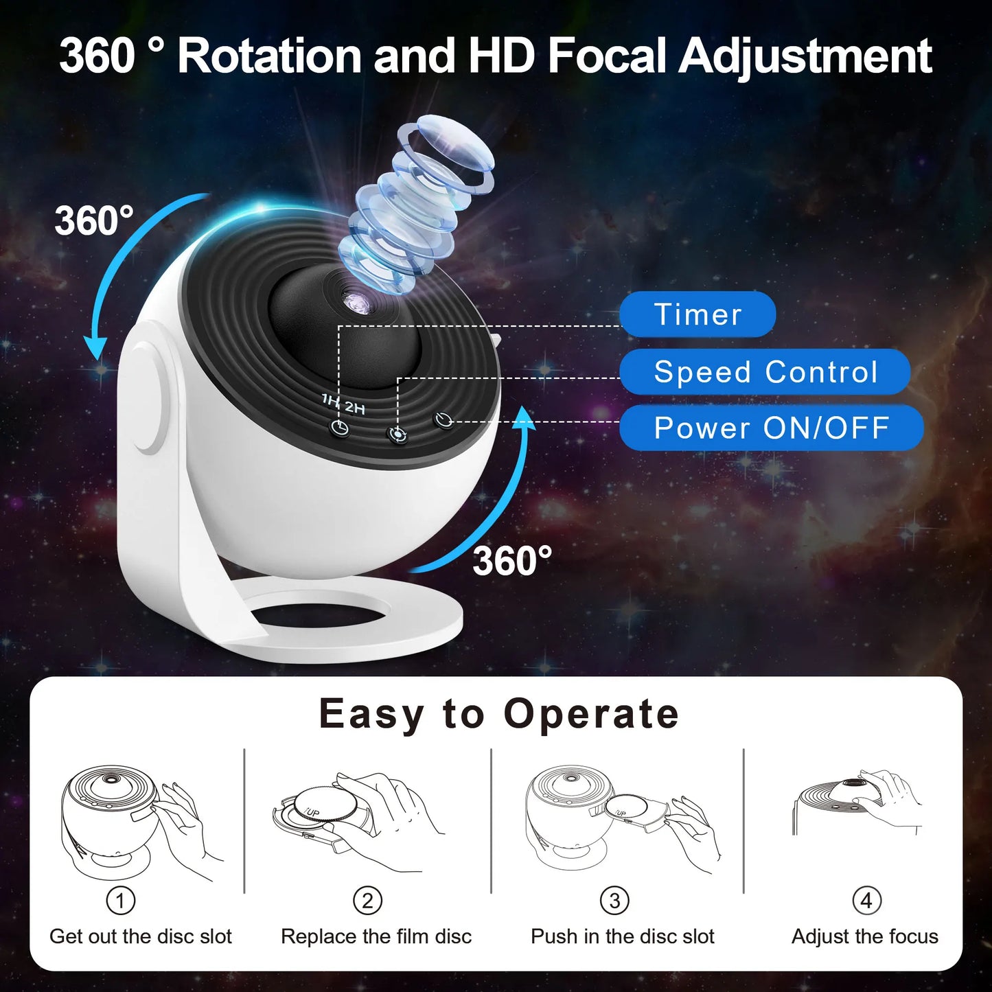 Mexllex 13 In 1 Galaxy Ultral Star Projector Led Night Light With 13 Discs