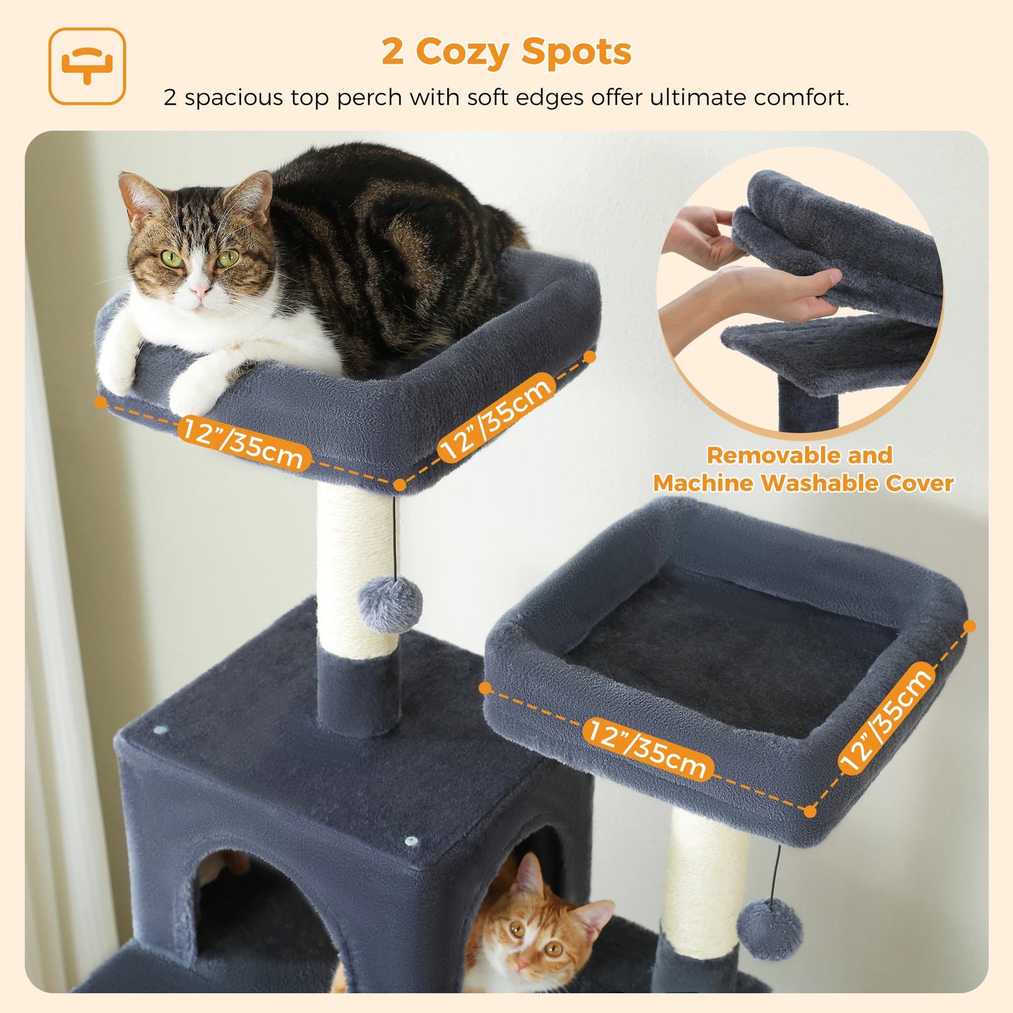 PEQULTI Multi Level Cat Tree Tower With Scratching Posts Hammock