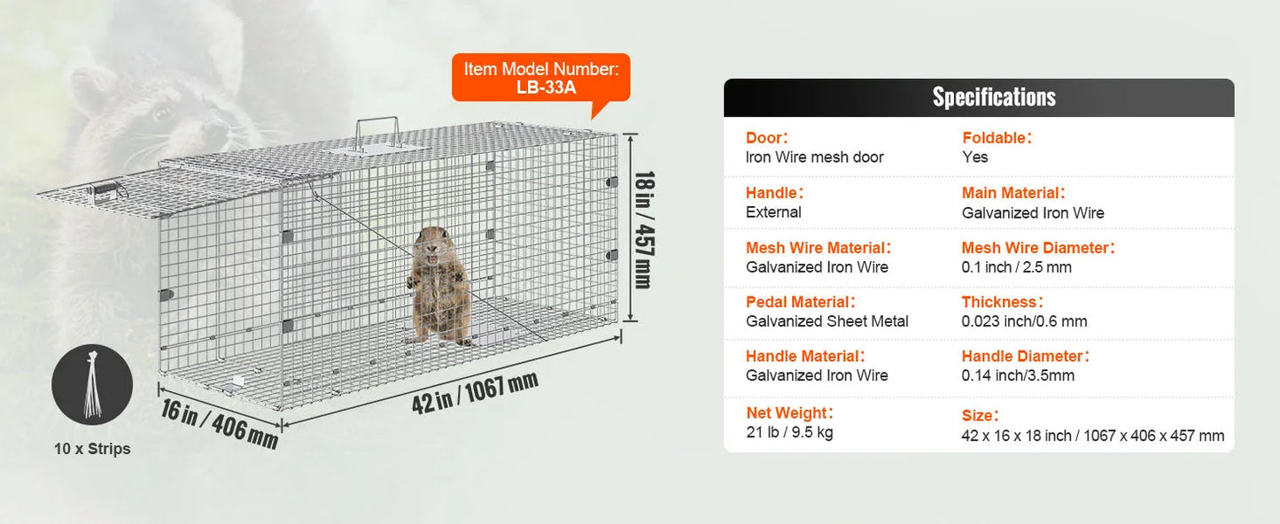 SucceBuy Humane Live Animal Cage Trap For Rodents And Cats