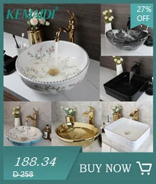 KEMAIDI Rectangular Marble Ceramic Vessel Sink With Faucet Set