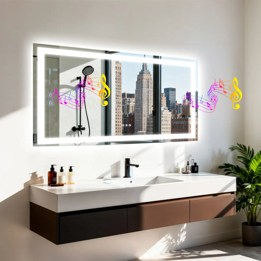 LED Bathroom Mirror With Bluetooth Speaker And Anti Fog Backlit