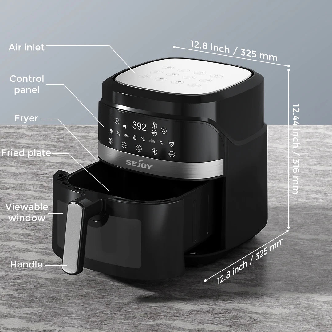 SEJOY Air Fryer Oven 8-in-1 Oilless Cooker Roast Bake Dehydrate Keep Warm