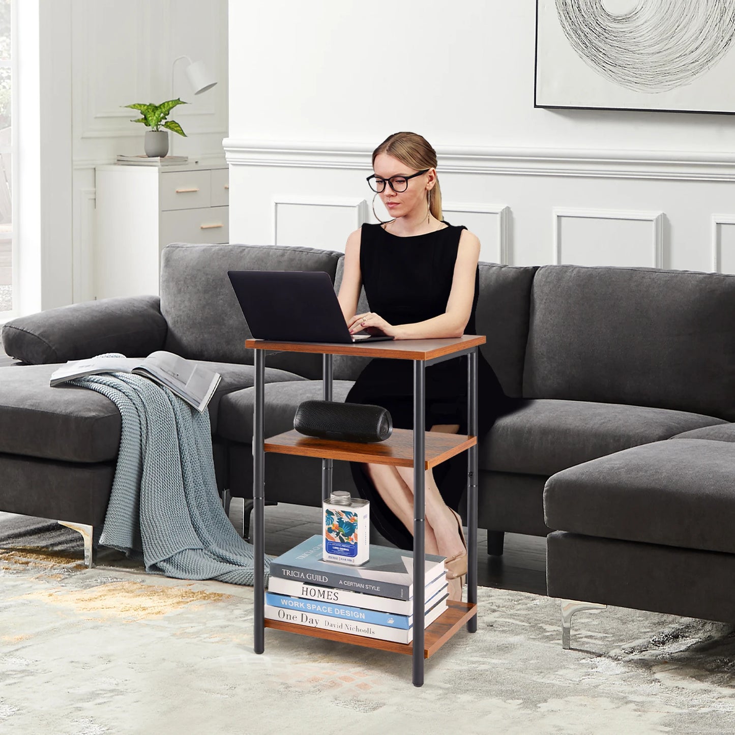 JHK 2/3-Tier End Table and Side Tables With Adjustable Feet