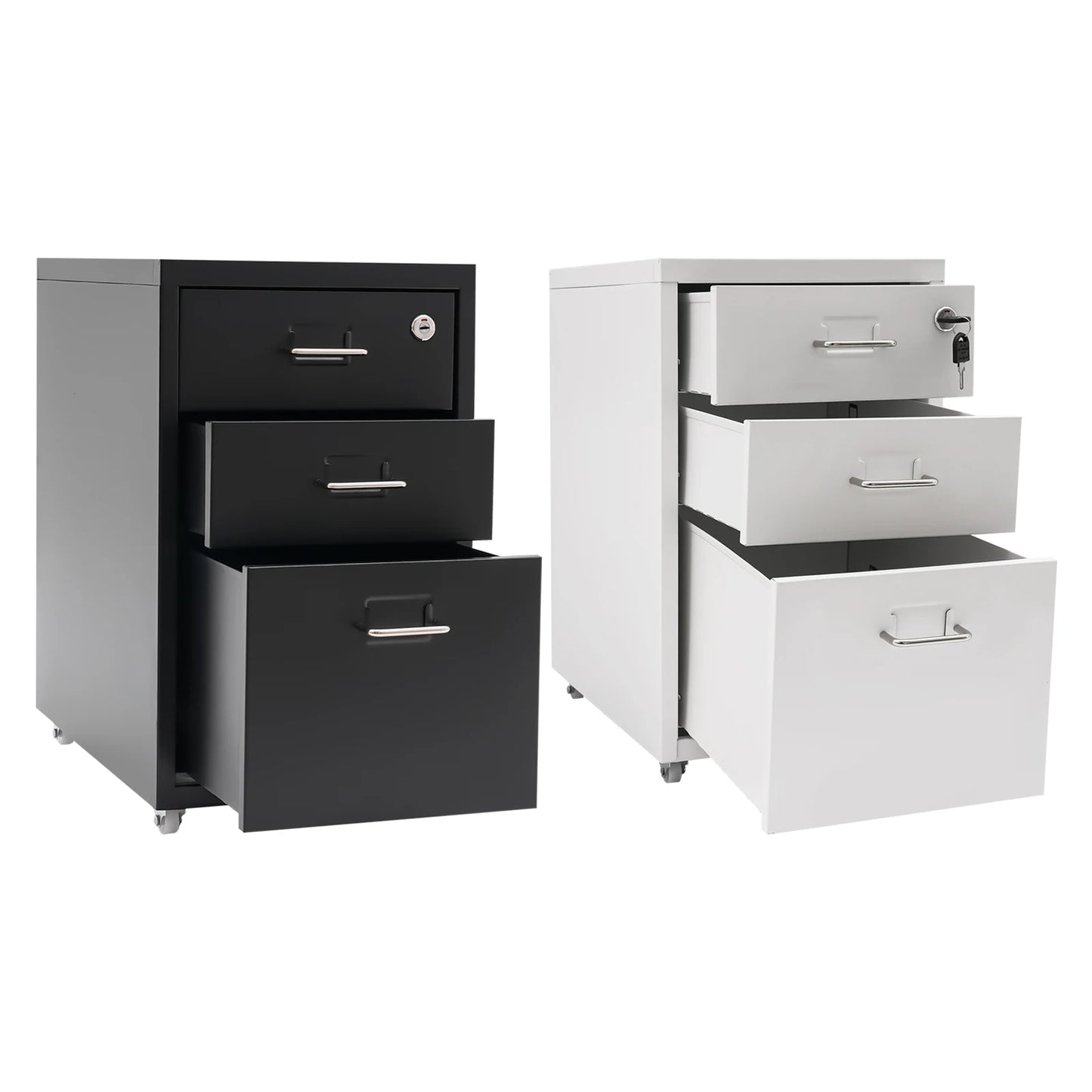 Bymaocar 3 Tier Vertical File Cabinet With Lock On Casters