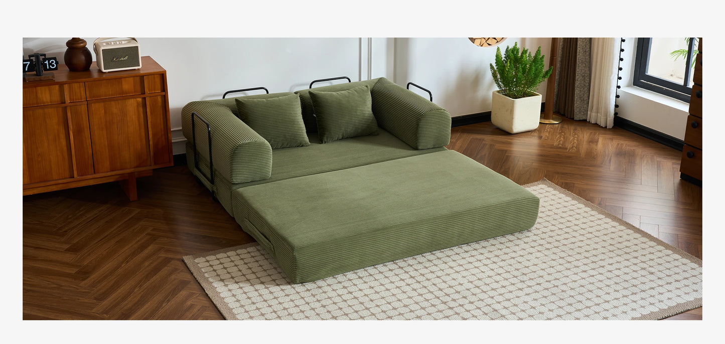 Foldable Convertible Futon Sofa Bed With L Shaped Arms