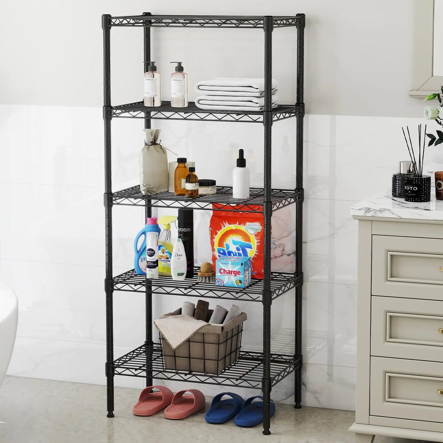JHK Heavy Duty 3 Tier Metal Wire Storage Shelves Adjustable