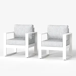 Outdoor Patio Aluminum Armchairs Modern Set With Removable Cushions