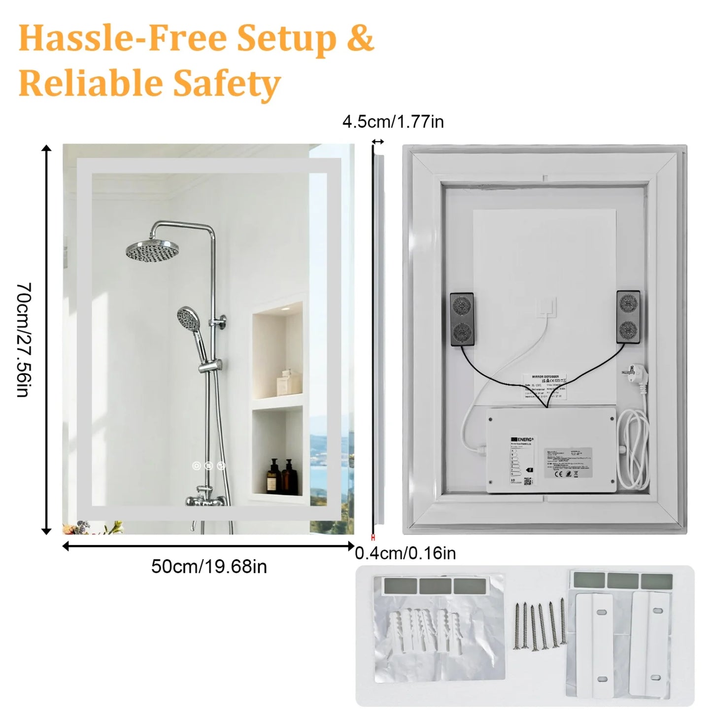 LED Bathroom Mirror With Bluetooth Speaker And Anti Fog Backlit